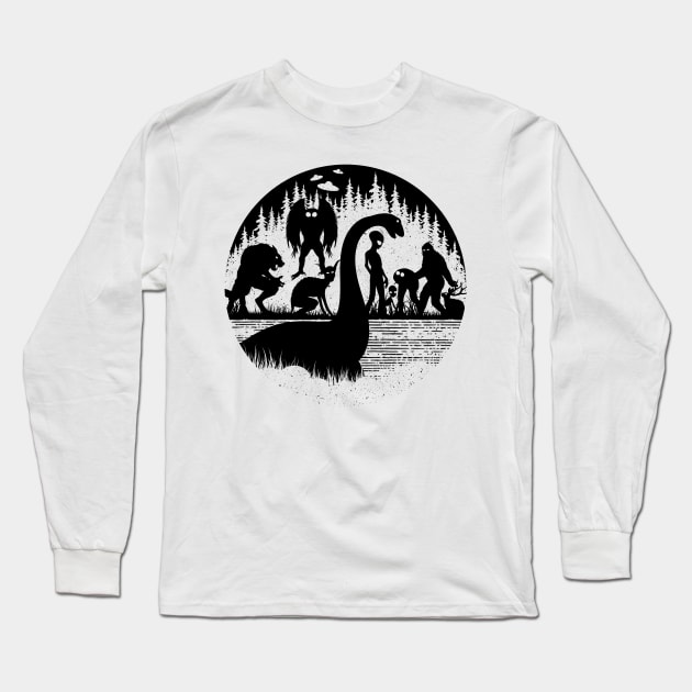 Cryptid Silhouette Long Sleeve T-Shirt by Tesszero